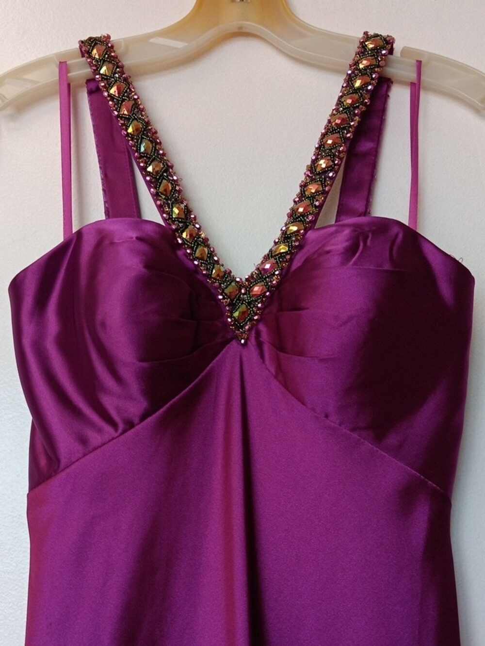 Vintage Faviana Plum Purple Beaded-Strap Maxi Gown - Picture 6 of 10
